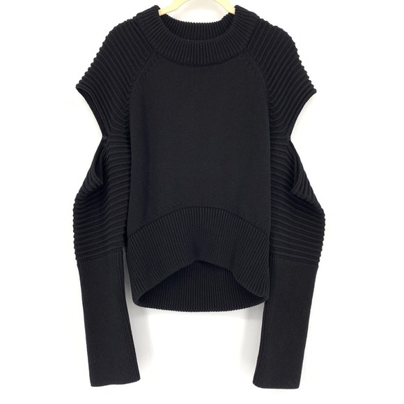 Asilio Size Small The Reckoning Knit Sweater Cutout Ribbed Textured Black - Picture 2 of 10